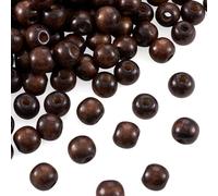 Cheriswelry 200 pezzi perline in legno tinto naturale, 12 mm, colore marrone, rotonde a sfera, perline distanziali in legno sfuse per creazione gioielli e artigianato, foro: 4 mm