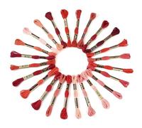 Cheriswelry 24 rocchetti di filo da ricamo da 8 m, colore sfumato, per braccialetti dell'amicizia, progetti per punto croce, lavori a maglia, artigianato fai da te, accessori per cucito, rosso