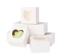 Cheriswelry 24 scatole quadrate bianche per biscotti di carta con finestra trasparente per panetteria, biscotti, torte, caramelle, bomboniere, 10 x 10 x 6,5 cm