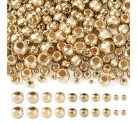 Cheriswelry 250 perline in plastica CCB in 5 misure, dorate, lisce e rotonde, con foro grande, per la creazione di gioielli fai da te, collane, bracciali