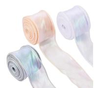 Cheriswelry 3 rotoli di nastro in organza color arcobaleno da 9,1 m, iridescente, per matrimoni, decorazioni, celebrazioni, tinta unita, larghezza 40-43 mm, spessore 0,5 mm, 9,1 m/rotolo, 3 colori, 3