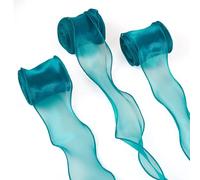 Cheriswelry 3 rotoli di nastro in organza ondulato luccicante, larghezza 45 mm, iridescente, bordi in chiffon con bordo trasparente, per fai da te, fiocchi, bouquet, confezioni regalo per matrimoni