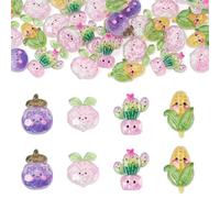 Cheriswelry 30 cabochon luminosi in resina trasparente cabochon di verdure che si illuminano al buio con retro piatto cabochon per la creazione di gioielli fai da te artigianato custodie per telefono