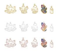 Cheriswelry 30 ciondoli in lega con lunetta aperta e retro a forma di diamante, con cornice vuota, vassoi cavi per fai da te, resina UV, resina epossidica pressata con fiori e gioielli, Lega di