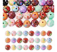 Cheriswelry 30 perline rotonde acriliche colorate opache perline distanziali sfuse per la creazione di gioielli, collane, bracciali, orecchini, artigianato fai da te portachiavi