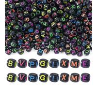 Cheriswelry 300 perline in acrilico con lettere dalla A alla Z, colore nero, con foro grande, distanziatori sfusi, per la creazione di gioielli, bracciali, collane, artigianato fai da te