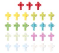 Cheriswelry 45 perline colorate in porcellana a forma di crocifisso, in ceramica opaca, charm a forma di crocifisso con la fede di Gesù, charm fatti a mano, per la creazione di gioielli,