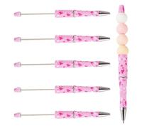 Cheriswelry 5 penne a sfera in plastica rosa perla perline penna per fai da te penna personalizzata con perline gioielli