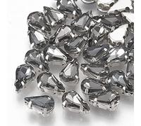 Cheriswelry 50 pezzi a goccia da cucire su strass sfaccettati cristallo artiglio strass con montatura a griffe, per abbigliamento, abbigliamento, abbigliamento, abbellimento, colore grigio