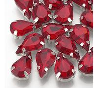 Cheriswelry 50 pezzi da cucire su artiglio strass a goccia sfaccettato cristallo artiglio strass con montatura a griffe, per abbigliamento, abbigliamento, abbigliamento, abbellimento, rosso