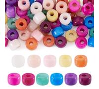 Cheriswelry 55 perline colorate a colonna, 8 mm, in giada bianca naturale, opache, piatte e rotonde, con foro grande, distanziatori, per la creazione di gioielli, collane, bracciali, fai da te