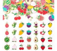 Cheriswelry 56 ciondoli smaltati a forma di frutta, in lega, con retro piatto, per la creazione di gioielli, collane, bracciali, artigianato fai da te