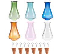 Cheriswelry 6 decorazioni a cono in vetro con tappo in legno e 10 perni a vite in ferro per fai da te in miniatura e artigianato