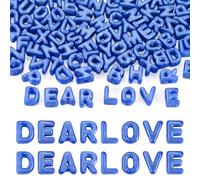Cheriswelry 90 perline in acrilico blu perlato con lettere dell'alfabeto | Perline acriliche con lettere casuali sfuse dell'alfabeto perline con foro grande per gioielli fai da te, bracciali