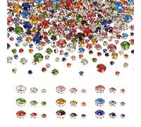 Cheriswelry, 918 diamanti sintetici tondi piatti da cucire, con incastonatura a griffe, con retro piatto, in vetro, per la decorazione di vestiti, abiti, scarpe, borse
