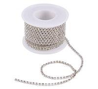 Cheriswelry - Catena con strass, 2,6 mm, placcata argento, con strass color aurora boreale, catena per lavori di cucito, 9 metri