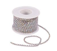 Cheriswelry - Catena con strass, 2,6 mm, placcata argento, con strass trasparenti color aurora boreale, per lavori di cucito, 9 metri