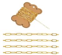 Cheriswelry Catene a clip in ottone da 5 m, 7,6 x 2,6 x 0,5 mm, ovali, con clip di carta, saldate, allungate, per gioielli fai da te, collane e bracciali