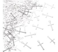 Cheriswelry Ciondoli piatti a forma di croce, placcati in ottone, classici ed eleganti, a forma di crocifisso, con connettori a croce in metallo, per collane fai da te e gioielli, Metallo