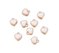 Cheriswelry - Ciondoli smaltati, a forma di cuore, placcati in oro 18K, per gioielli e braccialetti fai da te, 100 pezzi