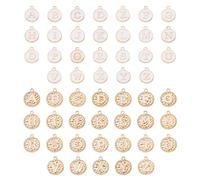 Cheriswelry Ciondoli smaltati a forma di lettera dalla A alla Z, color arcobaleno, color oro e argento, piatti, rotondi, a forma di moneta, ciondoli all'alfabeto, sfusi per collane fai da, Lega di