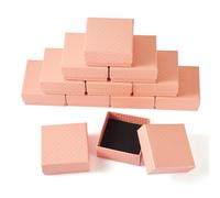Cheriswelry Confezione da 12 scatole regalo a rombo testurizzate, piccole scatole regalo per gioielli, collane, anelli, orecchini, bracciali, colore: salmone