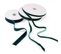 Cheriswelry Nastri in velluto da 20 m, su un lato, per fai da te, fatti a mano, bomboniere, decorazioni per la casa, fiocchi vintage eleganti, per confezioni regalo, colore: verde