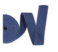 Cheriswelry Nastro in denim con cuciture da 10 m, 4 cm, tessuto a strati per jeans, fiocchi, in tela, per fai da te, artigianato, fermagli per capelli, accessori per cucito, decorazione (blu marino)