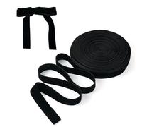 Cheriswelry Nastro in velluto doppio lato, larghezza 25 mm, 12,5 m, classico, vintage, morbido e lussuoso, per fai da te, cucito, bouquet di nozze, confezioni regalo, decorazioni per la casa, nero