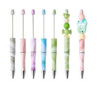 Cheriswelry Penna a sfera in plastica con motivo marmo, 5 pezzi, colori misti, penna con perline per penna personalizzata fai da te con perline per gioielli