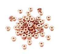 Cheriswelry Perline distanziali piatte rotonde da 6 mm, 200 pezzi in ottone a disco per monete e rondelle, in oro rosa, per gioielli e artigianato, foro da 1,8 mm