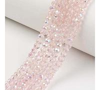 Cheriswelry - Perline in vetro sfaccettato, 4 x 3 mm, con perline trasparenti placcate arcobaleno, per gioielli e collane, colore: rosa