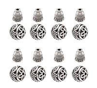 Cheriswelry Set di 10 perline in argento tibetano a 3 vie con Buddha Mala per preghiera cono per la creazione di gioielli