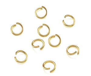Cheriswely, 200 anelli aperti in acciaio inox oro 5 mm, piccoli anelli di bloccaggio rotondi con connettore 18 gauge per creazione di gioielli