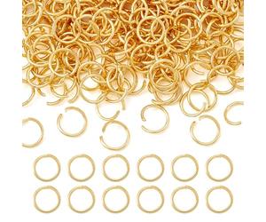 Cheriswely, 200 anelli aperti in acciaio inox oro da 7 mm in metallo piccolo tondo di bloccaggio ad anello connettore calibro 20 per creazione di gioielli artigianali