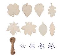 Cheriswely, 40 pezzi di legno non compiuti con foglie in legno naturale, decorazioni da appendere, per fai da te e artigianato, decorazione per la casa e le feste