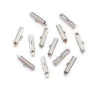 Cheriswely, 50 terminali a chiusura scorrevole, in ferro, per catenine a sfera, per gioielli a più fili, platino