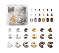 Cheriswely, 540 pezzi, coprinodi per perline a crimpare e a metà rotonda, 900 pezzi, per braccialetti e gioielli (6 colori)