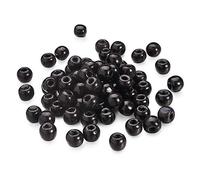 Cheriswely Perline in legno naturale da 10 mm, rotonde, nere, distanziali sfusi per gioielli, bracciali, decorazioni per la casa, feste, foro: 3,5 mm, 200 pezzi