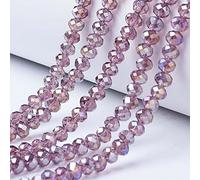 Cheriswely, perline in vetro Rondelle da 6 mm, placcate in colore AB, distanziatori sfaccettati, per gioielli, bracciali, collane, rosa vecchia