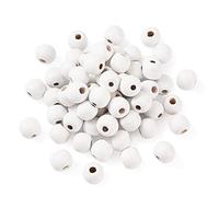 Cheriswely Perline rotonde in legno bianco da 10 mm, distanziali sfusi per gioielli, artigianato, foro: 3,5 mm, 200 pezzi
