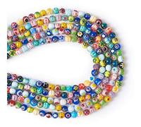 Cheriswlery Circa 500 mini perline in vetro Millefiori fatti a mano a forma di sfera rotonda con fiore 4 mm distanziatori pony ciondola ciondoli per la creazione di gioielli