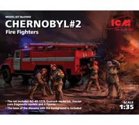 Chernobyl #2. Fire Fighters Firetruck + Figures + Diorama 1:35 Plastic Kit ICM