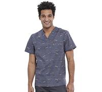 Cherokee Prints Men Scrubs Top V-Neck Plus Size CK692, 3XL, Rawr-Some