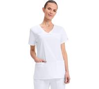 Cherokee Scrub da Donna con Scollo a V, con 3 Tasche, Elastico, Resistente, Traspirante, Facile da Pulire, Uniforme Medica - 4727, Bianco, S
