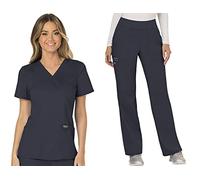Cherokee Set da donna Scrubs Revolution WW610 Mock Wrap Top & WW110 Vita media Gamba dritta Pull-on, Peltro- XS Top/XS Pant