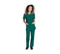 Cherokee - Uniforme, casacca con scollo a V e pantaloni unisex, linea Originals, taglia XL, colore verde cacciatore, 18226
