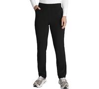 Cherokee Women Scrubs Pant Mid Rise Tapered Leg Pull-on Cargo CK248AP, XS Petite, Black