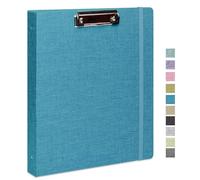 Cherrich Raccoglitore a tre anelli con portablocco, copertina in lino, raccoglitore per appunti da 2,5 cm, per formato lettera, 2 tasche interne, carta per organizzazione di scuola, lavoro e casa