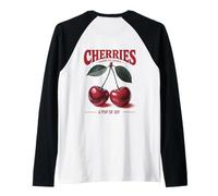 Cherries A Pop of Joy Farm to Market in Stile Vintage Art Back Maglia con Maniche Raglan
